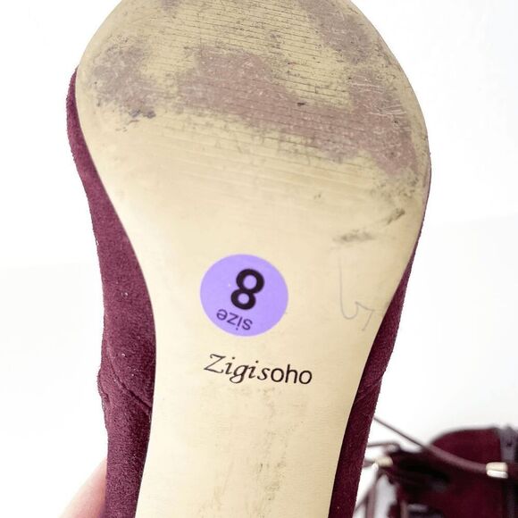 Zigi Soho Womens Lace Up Pointed Toe Stiletto Ankle High Heels Burgundy Size 8 - Picture 5 of 8